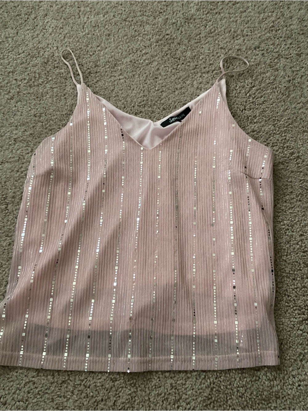 Sweet Rain Blush Pink Sequin Stripe Cami
